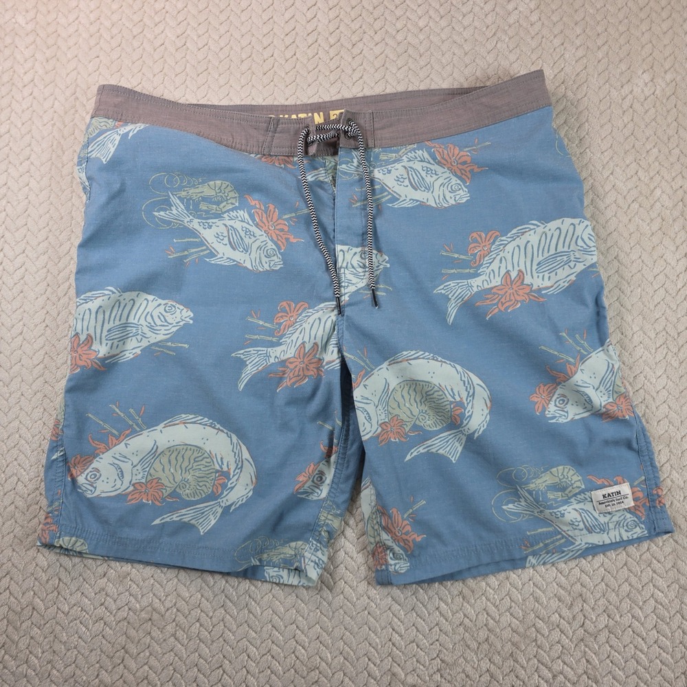 Katin Blue Fish Print Men’s Board Shorts